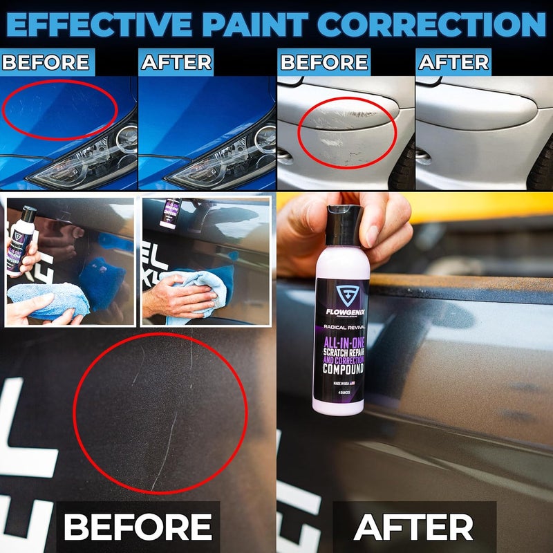 Flowgenix Instant Car Scratch Remover for Vehicles, All-in-One Car Paint Scratch Repair and Polishing Compound (4 oz) - Incl. Microfiber Applicator and Microfiber Towel - Image 2